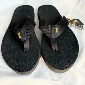 NWOB WOMENS SIZE 6  BLACK TEVA 4198 MUSH II FLIP FLOPS SANDALS